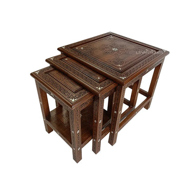 Wooden nesting tables set of three