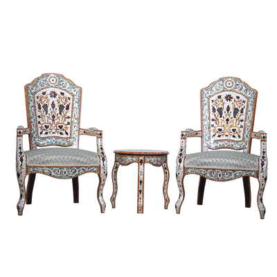 luxurious hand inly chair set by levantiques