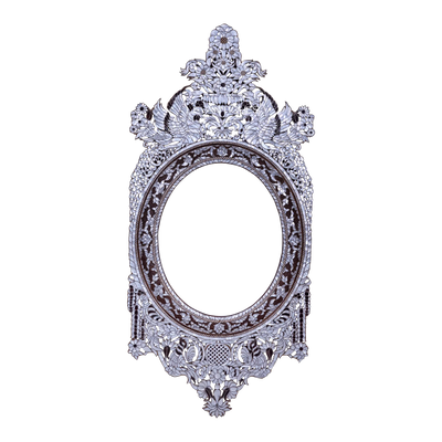 Luxury round mirror inlaid with pearl by Levantiques
