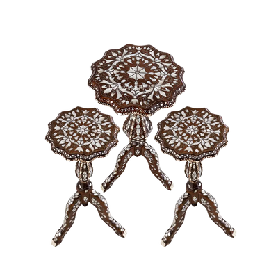 Mother of pearl side table set for royal majlis interior design by Levantiques