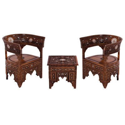 handmade wooden chair for Moroccan majlis by levantiques