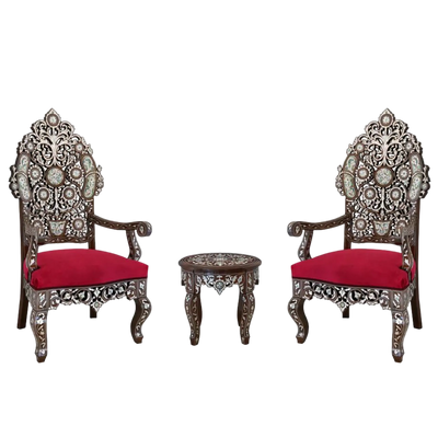 Luxury Syrian, Levantine chair set inlaid with mother of pearl by levantiques