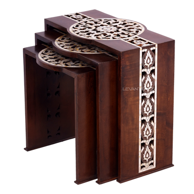 Mother of pearl 2 inlay nesting table for Arabic interior by Levantiques