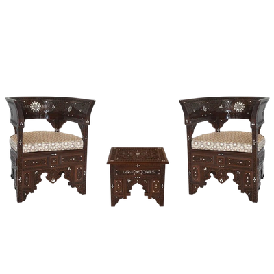 luxury handmade arabesque chair set by levantiques