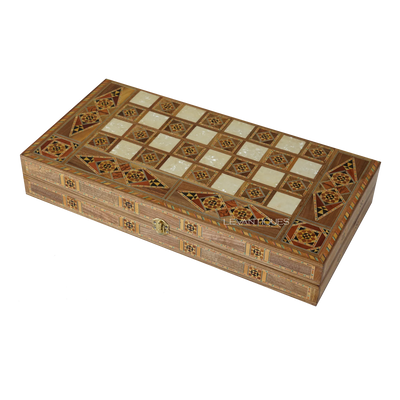 pearl inlay backgammon and chess board by levantiques