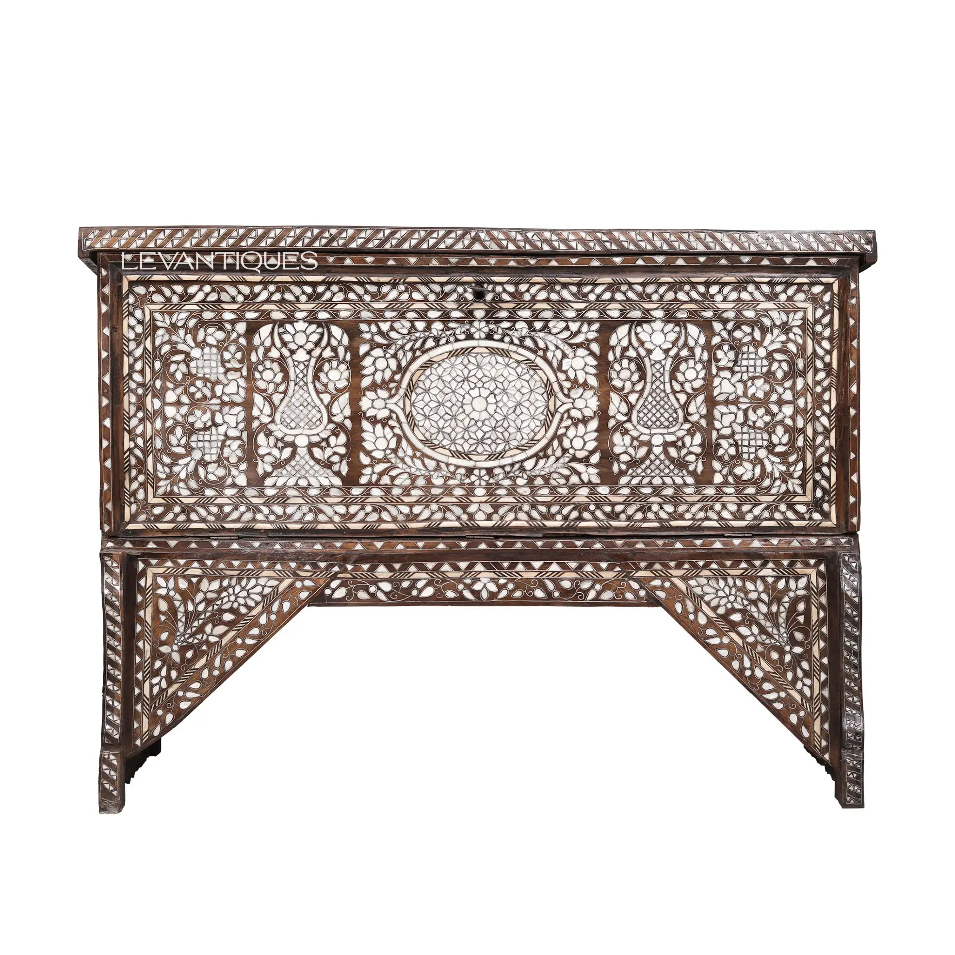 Maria Syrian Wedding Chest | Antique Wooden Storage Trunk | Levantiques