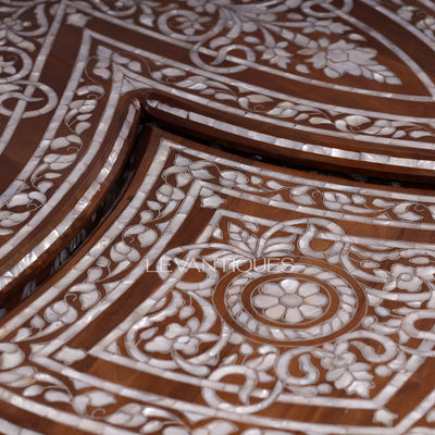 Mother of pearl inlay art on luxury Majlis table by Levantiques