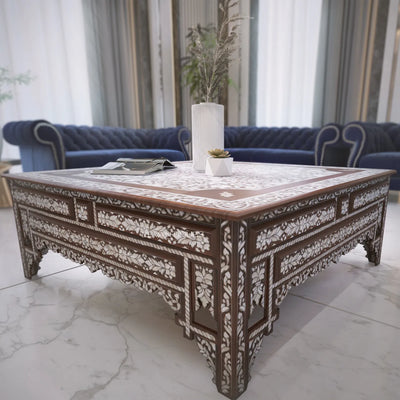 mother of pearl inlay table in luxury interior design by Levantiques