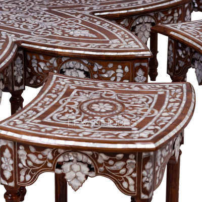 Mother of pearl inlay royal center table with stools by Levantiques