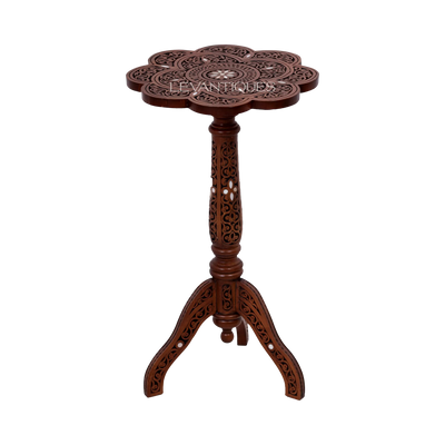 Arabic side table in walnut and Islamic patterns by Levantiques