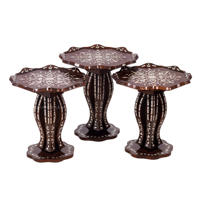 MOP inlay Arabic design side tables set of 3 by Levantiques