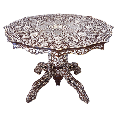 Mother of pearl inlay luxury round dining table by Levantiques