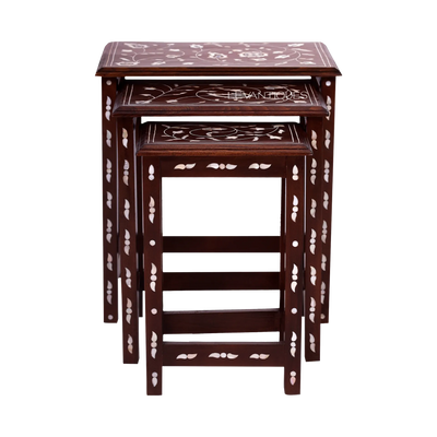 1 Mother of pearl inlay nesting table by Levantiques