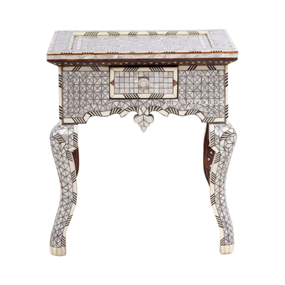 Mother of pearl nightstand for Moroccan bed room design by Levantiques