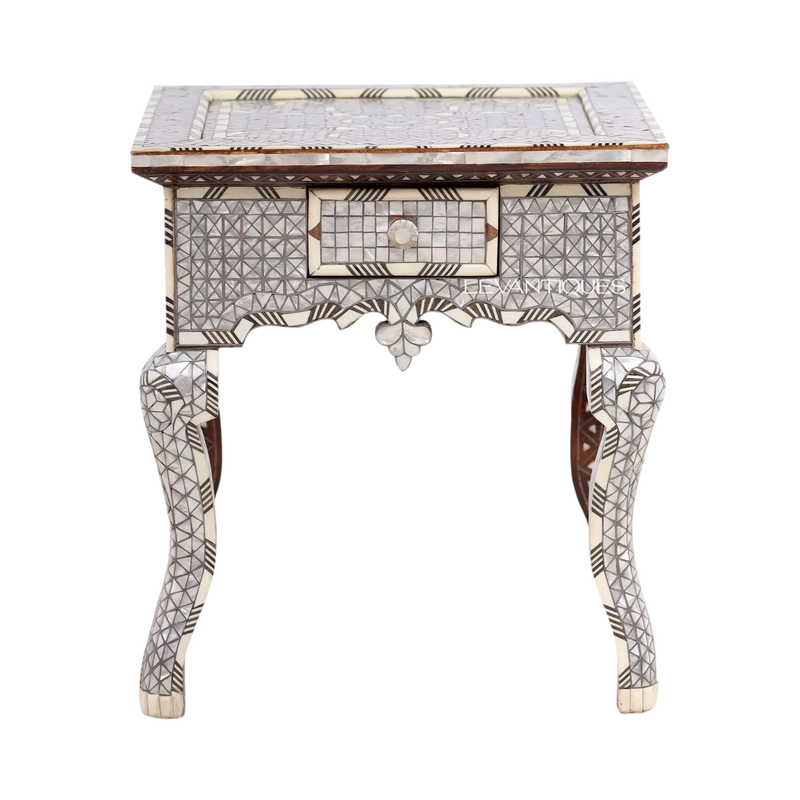 Mother of pearl nightstand for Moroccan bed room design by Levantiques