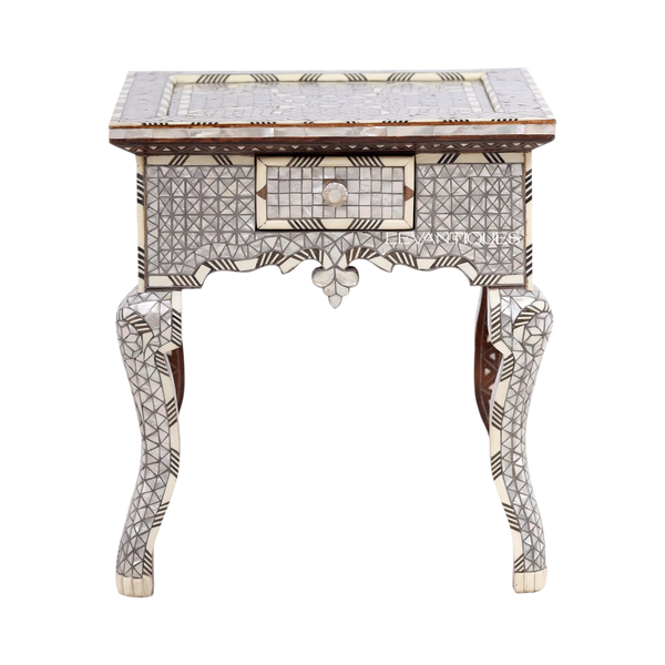 Mother of pearl nightstand for Moroccan bed room design by Levantiques