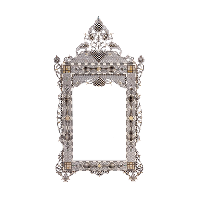 black and white heart shape mother of pearl inlay mirror by levantiques