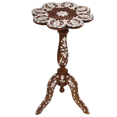 flower shape side table with mother of pearl inlay by Levantiques