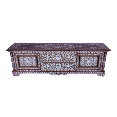 mother of pearl inlay luxury tv unit with drawers by levantiques