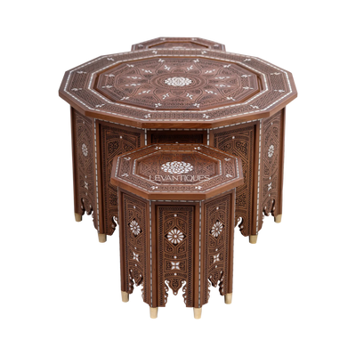 Mother of pearl coffee table set for Arabic majlis interior design by Levantiques