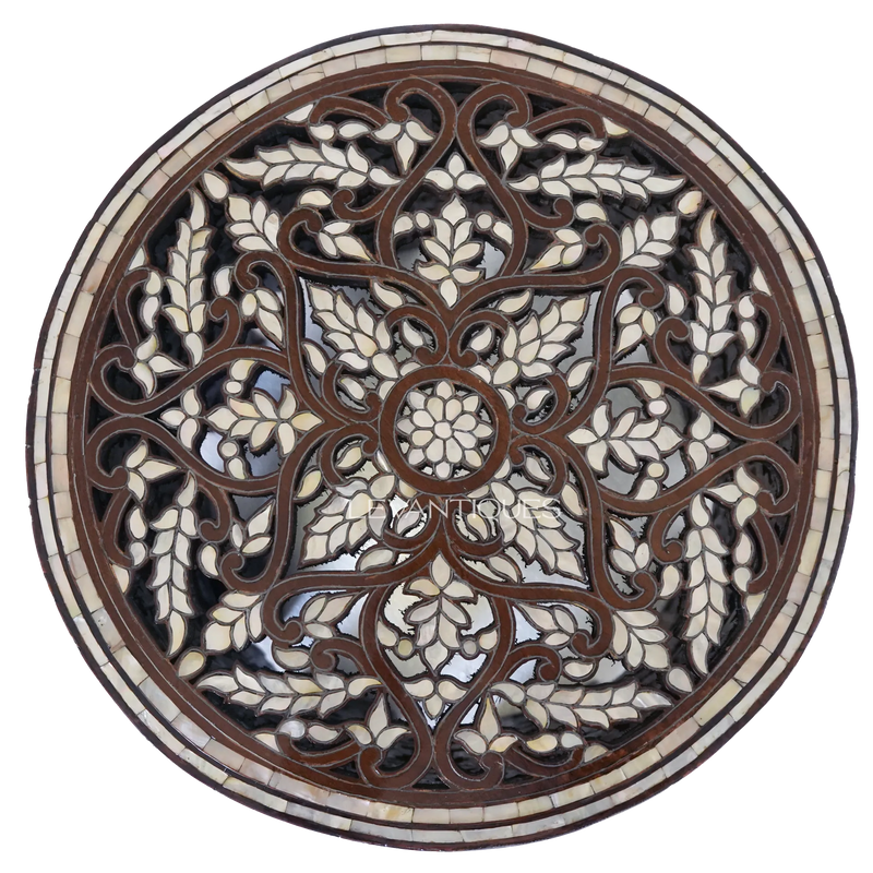 Mother of pearl inlay table in floral patterns by Levantiques