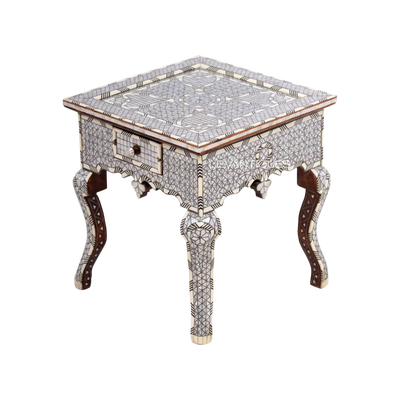 Mother of pearl side table with bone inlay by Levantiques