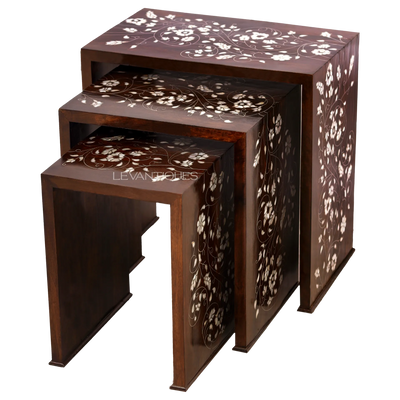 Nesting table set for Arabic majlis interior design by Levantiques