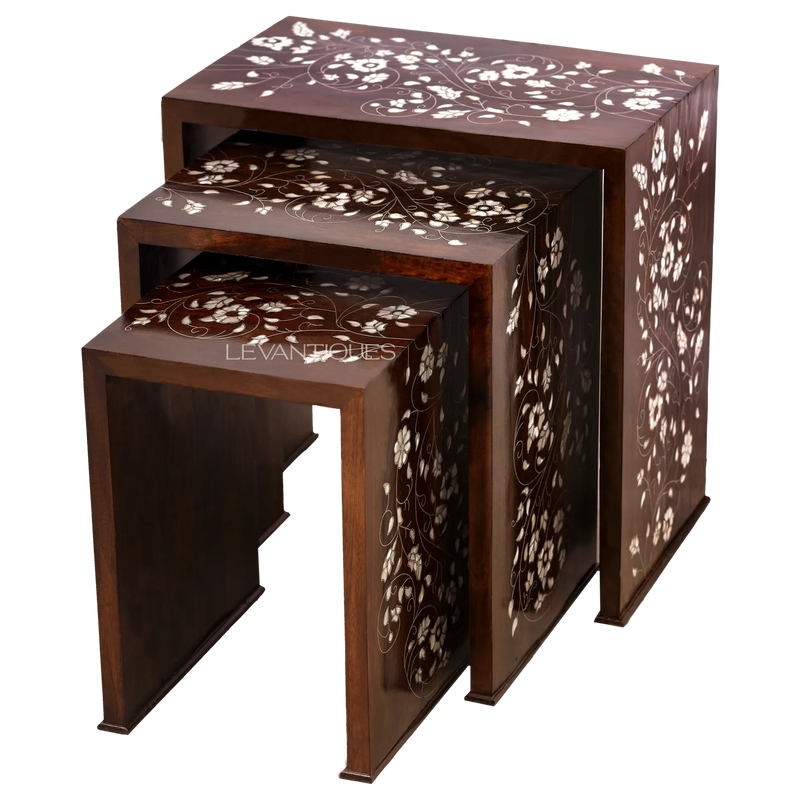 Nesting table set for Arabic majlis interior design by Levantiques