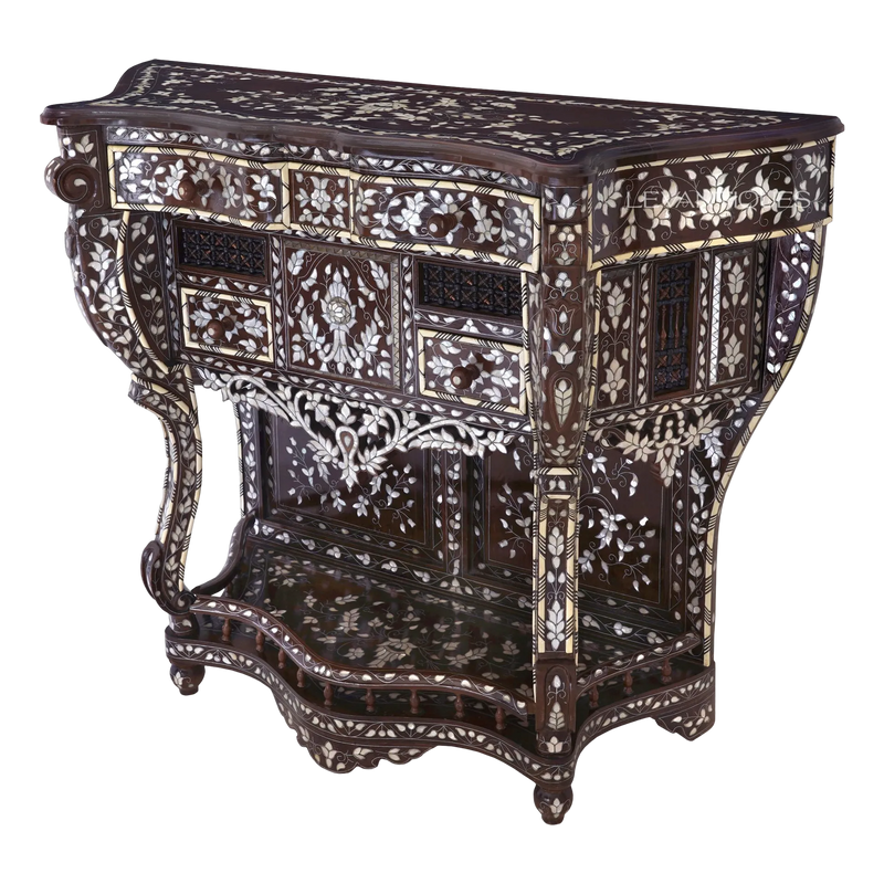 mother of pearl inlay console table for Arabic majlis by Levantiques