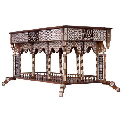 entry hall Moroccan table inlaid with pearl by Levantiques