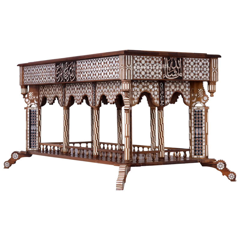 entry hall Moroccan table inlaid with pearl by Levantiques