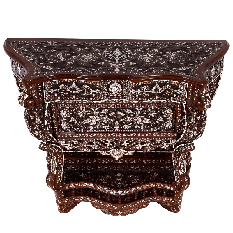 mother of peal inlay royal console table by levantiques