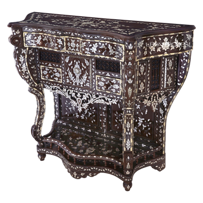 mother of pearl inlay console table by Levantiques