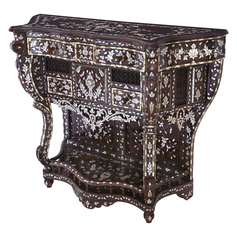 mother of pearl inlay console table by Levantiques