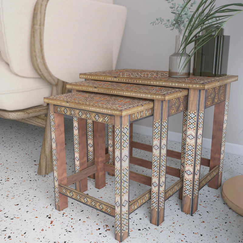 Syrian mosaic nesting table by Levantiques