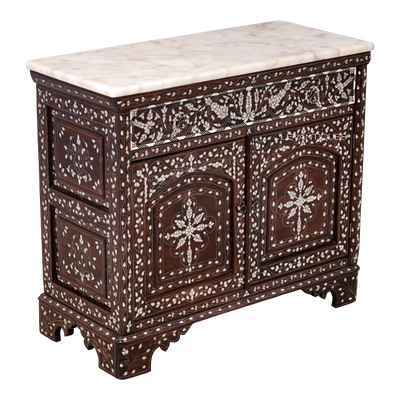 Vintage bar cabinet inlaid with pearl by Levantiques