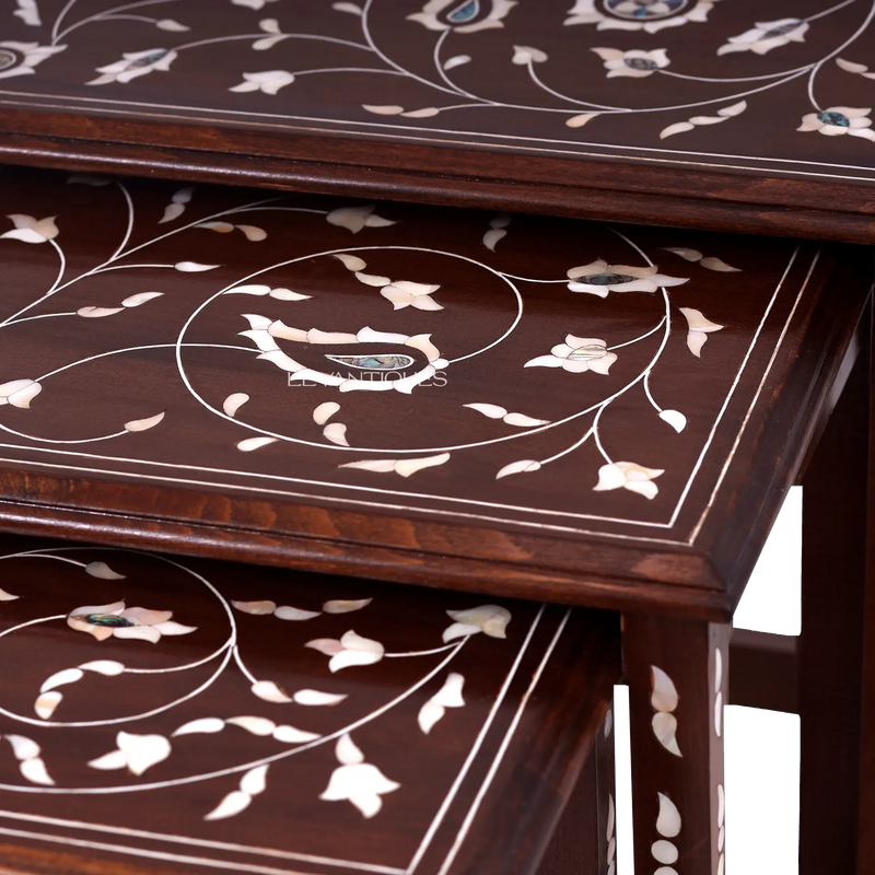 Syrian inlay art on wooden table by Levantiques