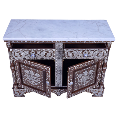 mother of pearl bar cabinet with tow drawers by Levantiques