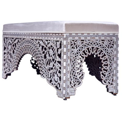 mother of pearl inlay ottoman bench seat by Levantiques