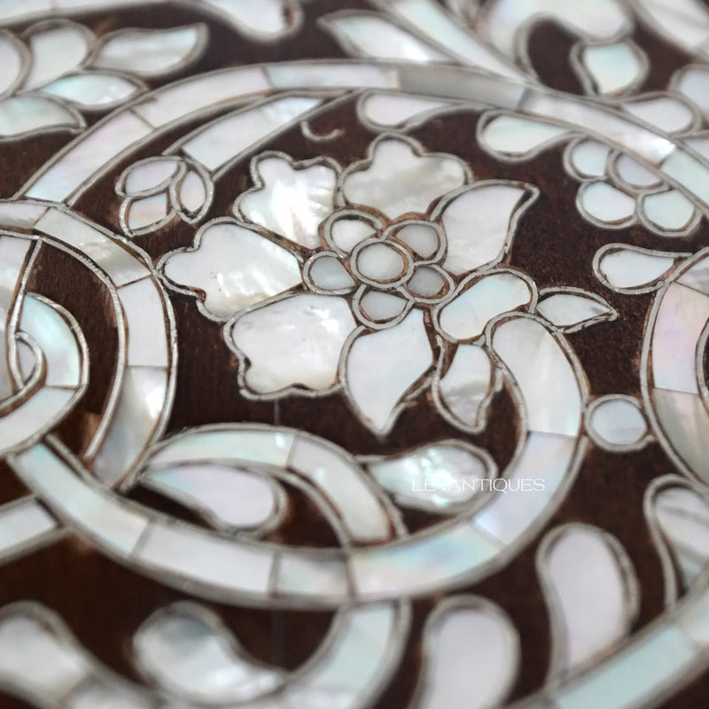 floral design on Syrian mother of pearl furniture by Levantiques