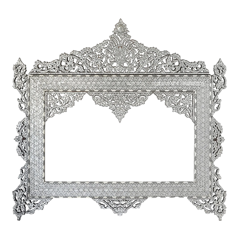 squared shape mirror inlaid with pearl by Levantiques 