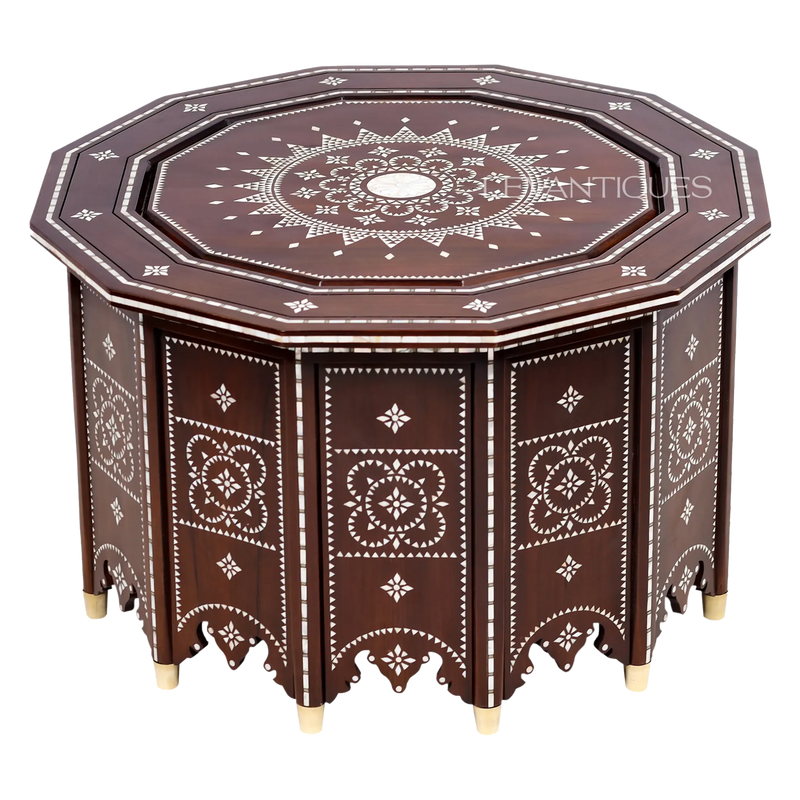 Moroccan coffee table with Arabic patterns by Levantiques