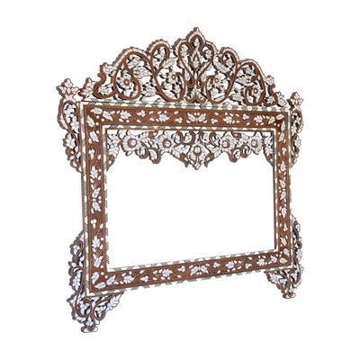 Antique wooden mirror inlaid with mother of pearl by Levantiques