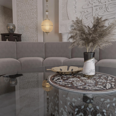 Arabic coffee table in modern men majlis interior design by Levantiques