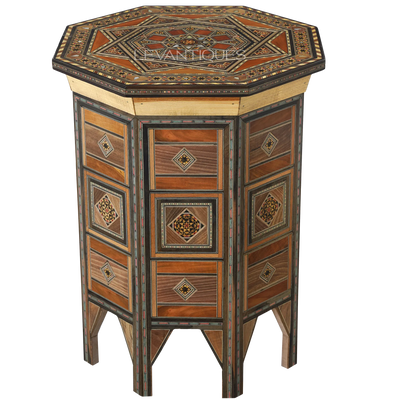 Arabic side table with Islamic wood art by Levantiques