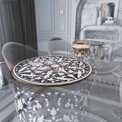 BOHO style dining room luxury table with glass top by Levantiques 