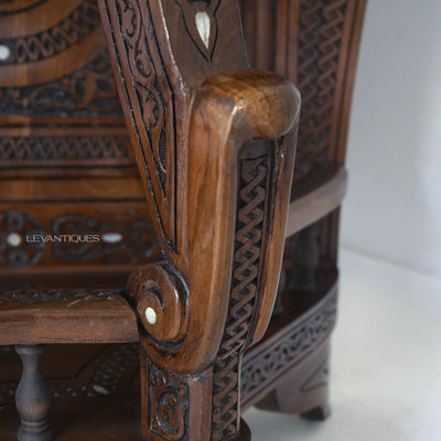 Islamic wood art on console table by levantiques