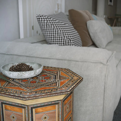 Moroccan side table in Arabic modern living room by Levantiques