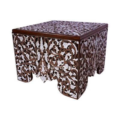 Moroccan side table inlaid with mother of pearl by Levantiques