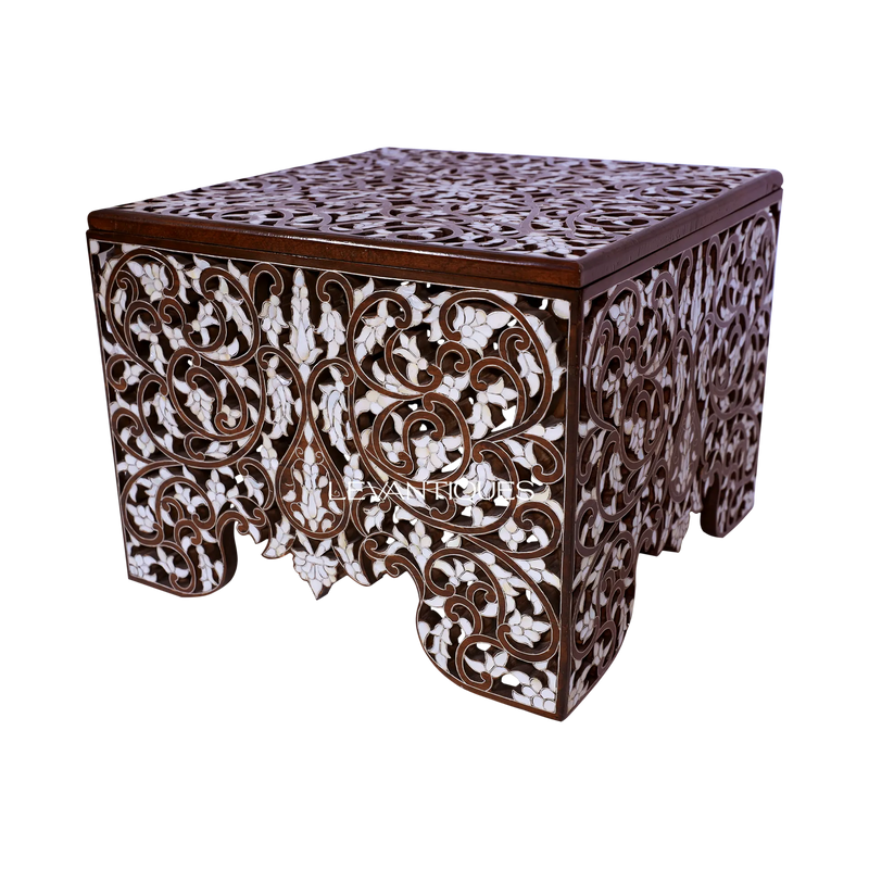 Moroccan side table inlaid with mother of pearl by Levantiques